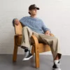 AE Fisherman Crew Neck Sweater Blue Powder