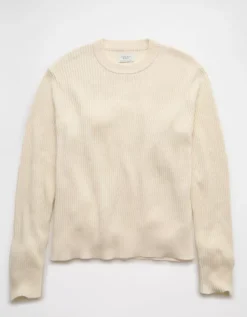 AE Fisherman Crew Neck Sweater Cream -American Eagle Fashion 1142 2217 106 f