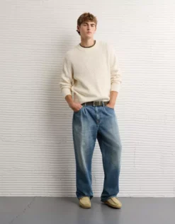 AE Fisherman Crew Neck Sweater Cream -American Eagle Fashion 1142 2217 106 os