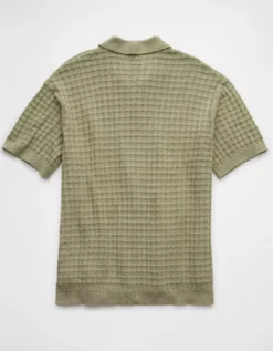AE Weekend Sweater Polo Shirt Washed Olive -American Eagle Fashion 1148 1948 347 b