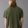 AE Weekend Washed Sweater Polo Shirt Olive