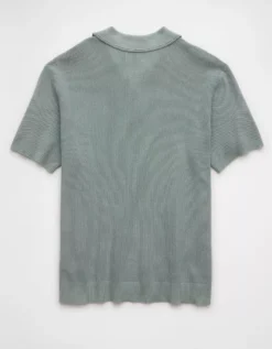 AE Weekend Washed Sweater Polo Shirt Jade -American Eagle Fashion 1148 2007 333 b