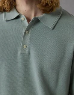 AE Weekend Washed Sweater Polo Shirt Jade -American Eagle Fashion 1148 2007 333 d2