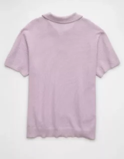 AE Weekend Washed Sweater Polo Shirt Lavender -American Eagle Fashion 1148 2007 580 b
