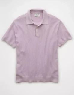 AE Weekend Washed Sweater Polo Shirt Lavender -American Eagle Fashion 1148 2007 580 f