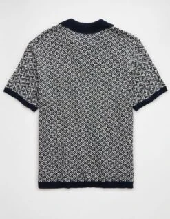 AE Weekend Printed Sweater Polo Shirt Blue -American Eagle Fashion 1148 2020 400 b