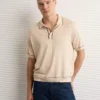 AE Tipped Sweater Polo Shirt Cream