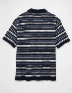 AE Weekend Striped Sweater Polo Shirt Navy -American Eagle Fashion 1148 2032 410 b