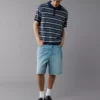 AE Weekend Striped Sweater Polo Shirt Navy