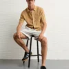 AE Weekend Washed Button-Up Sweater Polo Shirt Khaki