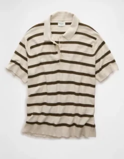 AE Weekend Striped Sweater Polo Shirt Empire Cream -American Eagle Fashion 1148 2048 141 f
