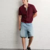 AE Weekend Button-Up Sweater Polo Shirt Wineberry