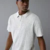 AE Weekend Tipped Sweater Polo Shirt Light Heather Gray