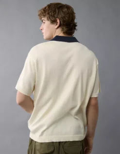 AE Pride Weekend Sweater Polo Shirt White -American Eagle Fashion 1148 2103 100 ob