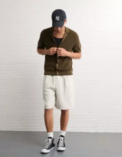 AE Shaker Button-Up Sweater Polo Shirt Camper Green -American Eagle Fashion 1148 2149 315 os