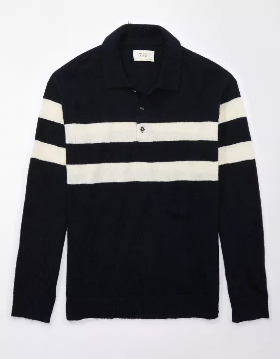 AE Super Soft Long-Sleeve Sweater Polo Shirt 3 AE Super Soft Long-Sleeve Sweater Polo Shirt - Image 3