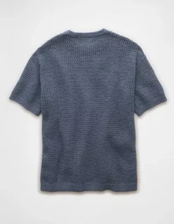 AE Open Knit Sweater T-Shirt Rich Navy -American Eagle Fashion 1149 1996 405 b