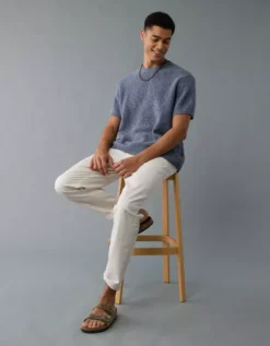 AE Open Knit Sweater T-Shirt Rich Navy -American Eagle Fashion 1149 1996 405 l2