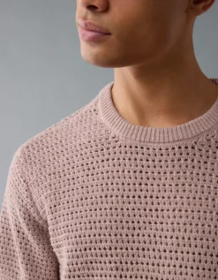 AE Open Knit Sweater T-Shirt Dusty Pink -American Eagle Fashion 1149 1996 654 d2