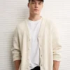 AE Washed Shaker Cardigan Cream