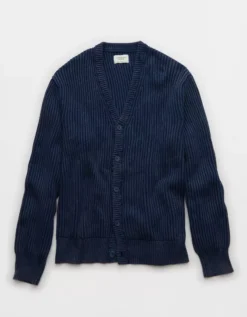 AE Washed Shaker Cardigan Midnight Blue -American Eagle Fashion 1149 2060 483 f