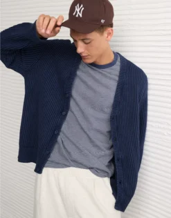 AE Washed Shaker Cardigan Midnight Blue