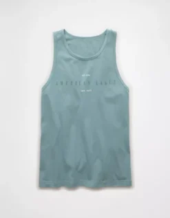 AE Logo Graphic Tank Top Teal -American Eagle Fashion 1161 4320 395 f