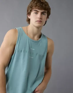 AE Logo Graphic Tank Top Teal -American Eagle Fashion 1161 4320 395 os