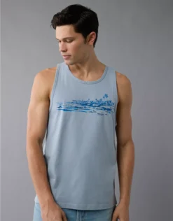 AE Graphic Tank Top Light Blue