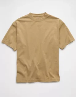 AE Boxy Sueded Jersey T-Shirt Khaki -American Eagle Fashion 1164 4154 212 f