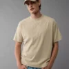 AE Boxy Sueded Jersey T-Shirt Taupe