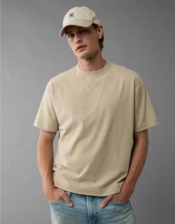 AE Boxy Sueded Jersey T-Shirt Taupe