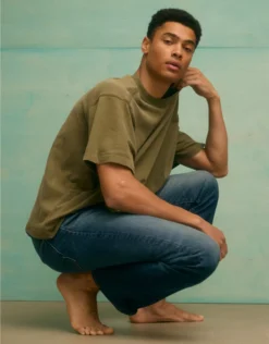 AE Boxy Sueded Jersey T-Shirt Bunker Olive