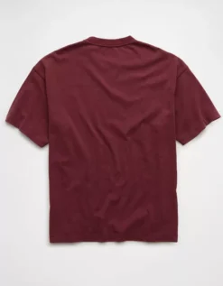 AE Boxy Sueded Jersey T-Shirt Wine -American Eagle Fashion 1164 4154 558 b