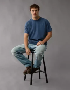 AE Logo Lived-In T-Shirt Navy -American Eagle Fashion 1164 4155 410 d1