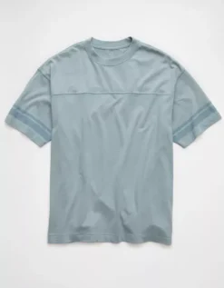 AE Boxy Sueded Football T-Shirt Light Blue -American Eagle Fashion 1164 4364 401 f