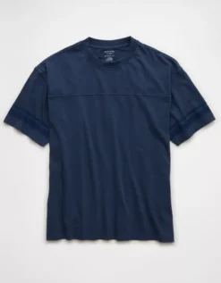 AE Boxy Sueded Football T-Shirt Navy -American Eagle Fashion 1164 4364 410 f