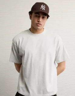 AE Boxy Sueded Jersey T-Shirt Heather Gray -American Eagle Fashion 1164 4388 006 os