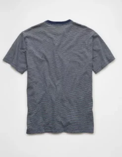 AE Striped Slub T-Shirt Navy -American Eagle Fashion 1164 4398 410 b