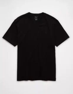 AE Lived-In V-Neck T-Shirt Black -American Eagle Fashion 1164 4462 001 f