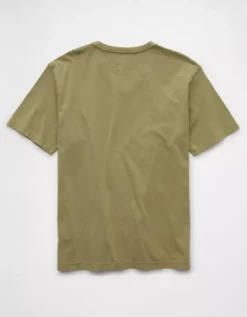 AE Lived-In V-Neck T-Shirt Olive -American Eagle Fashion 1164 4463 309 b