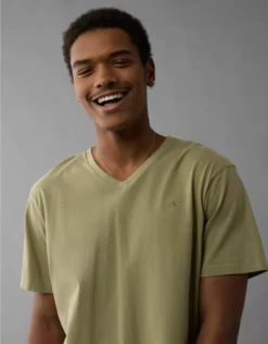 AE Lived-In V-Neck T-Shirt Olive