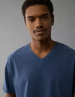 AE Lived-In V-Neck T-Shirt Navy -American Eagle Fashion 1164 4463 410 d2