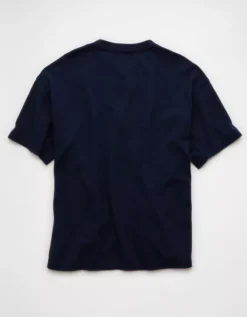 AE 24/7 Boxy Thermal T-Shirt Blue -American Eagle Fashion 1164 4585 400 b