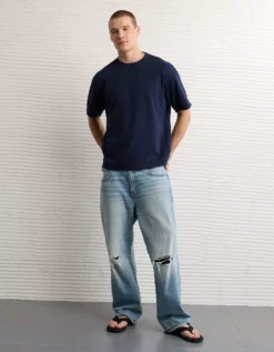 AE 24/7 Boxy Thermal T-Shirt Blue -American Eagle Fashion 1164 4585 400 os