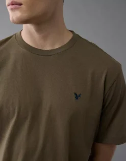 AE Lightweight Icon T-Shirt Bunker Olive -American Eagle Fashion 1164 4821 306 d2
