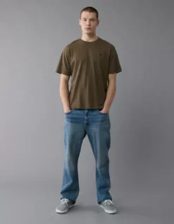 AE Lightweight Icon T-Shirt Bunker Olive -American Eagle Fashion 1164 4821 306 os