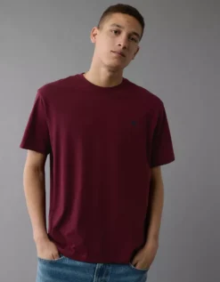 AE Lightweight Icon T-Shirt Deep Burgundy -American Eagle Fashion 1164 4821 604 os