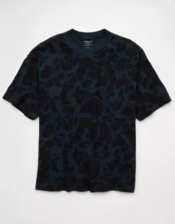 AE Boxy Sueded Camo Jersey T-Shirt Navy -American Eagle Fashion 1164 4828 410 f