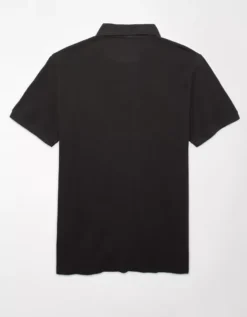 AE Lived-In Pique Polo Shirt Dusted Slate -American Eagle Fashion 1165 3594 023 b